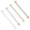 4 Pieces Extension Chain with Spring Clasp Sterling Silver Extender Chains with Love Heart Necklace Bracelet Anklet Removable Chain Extenders Charms for DIY Jewelry Making Accessories JX626A-1