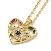 Brass Pave Colorful Cubic Zirconia Peach Heart Pendant Necklaces for Women NJEW-Q346-04G-02-1