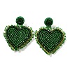 Saint Patrick's Day Glass Seed Beaded Dangle Stud Earrings LS-EJEW-F327-01C-1
