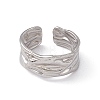 Non-Tarnish 304 Stainless Steel Twist Wave Open Cuff Ring for Women RJEW-C045-22P-2