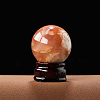 Natural Cherry Blossom Agate Ball Display Decorations(Excluding Wooden Base) G-PW0004-46-1