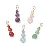 Natural Green Aventurine & Rose Quartz & Amethyst & White Jade & Carnelian & Quartz Round Beaded Pendants PALLOY-JF04700-1