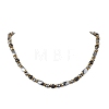Round Natural Obsidian & Twist Synthetic Non-Magnetic Hematite Beaded Necklaces NJEW-JN05728-02-1