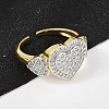 Brass Micro Pave Cubic Zirconia Open Cuff Ring for Women RJEW-F177-03GP-04-4