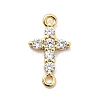 Brass Pave Clear Cubic Zirconia Connector Charms KK-H529-39B-G-1