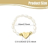 Natural Freshwater Pearl & 304 Stainless Steel Bead Finger Rings RJEW-FS00001-04-3