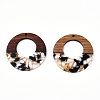 Transparent Resin & Walnut Wood Pendants RESI-TAC0017-74-A01-2