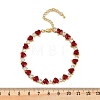 Brass Micro Pave Red Cubic Zirconia Link Chain Bracelets for Women BJEW-M047-02B-5