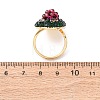 Brass & Polymer Clay Rhinestones & Natural Garnet Cuff Rings RJEW-G365-01G-5
