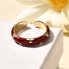 Brass Enamel Cuff Rings for Women RJEW-U040-01G-01-2