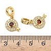 Brass Micro Pave Organge Red and Clear Cubic Zirconia Arrow with Target Shape European Dangle Charms KK-L257-25G-3