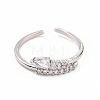 Clear Cubic Zirconia Teardrop Open Cuff Ring RJEW-B028-27P-2