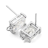 Brass with Cubic Zirconia Stud Earring Findings KK-Q789-14P-2