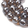 Electroplated Natural Agate Beads Strands G-B191-A07-10mm-05-4