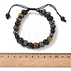 Adjustable Woven Round Synthetic Non-magnetic Hematite & Imitation Quartz & Natural Tiger Eye Braided Bead Anklets for Women AJEW-D071-01A-2