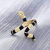 Brass Micro Pave Clear Cubic Zirconia Cuff Rings for Women RJEW-U047-39G-2