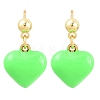 Valentine's Day Heart Brass Enamel Dangle Stud Earrings EJEW-Z164-19G-04-5