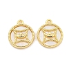 Brass Pave Shell Coin Charms KK-Z044-01G-1