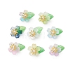 Flower Glass with Leaf Acrylic Charms HJEW-JM02572-02-1