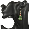 Christmas Brass with Glass Seed Beads Dangle Earrings EJEW-MZ00823-5