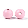 Spray Painted Round Natural Schima Wood Beads WOOD-A018-14mm-05-2