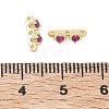 Brass Pave Magenta Cubic Zirconia 3-Hole Spacer Bars KK-C172-05G-3