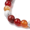 8.5mm Round Natural Carnelian & Howlite & Carnelian & Red Jasper Bead Stretch Bracelets for Women BJEW-JB10944-01-2