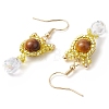 Natural Tiger Eye Carnelian Cat Shape Dangle Earrings EJEW-MZ00353-5