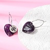 Natural Amethyst & 304 Stainless Steel Hoop Earrings for Women EJEW-G475-05P-06-3