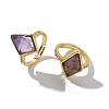 Rhombus Natural Amethyst Finger Rings RJEW-B113-01G-08-4