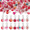 70Pcs 7 Colors Transparent Crackle Glass Round Bead Pendants PALLOY-TADJ00017-1