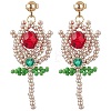 Glass Seed Beads Dangle Stud Earrings EJEW-MZ00326-01-2