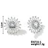 3D Sunflower Copper & Zircon Stud Earrings Fashionable Luxury Japanese Style FV5287-1-1