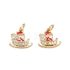 Christmas Brass Micro Pave Cubic Zirconia Enamel Charms KK-L255-19G-02-1