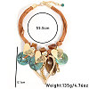 Bohemian Style Alloy Resin Disc Heart Pendant Multi-strand Waxed Cord Bib Necklaces for Women FS-WGB6778-01-5