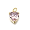 Heart Brass with Glass Charms KK-G525-07G-2