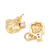 Brass Micro Pave Clear Cubic Zirconia Charms KK-Q085-02B-G-2