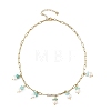 Natural Amazonite Chip and Pearl Tassel 304 Stainless Steel Paperclip Chain Necklaces for Women NJEW-JN06528-03-3