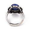 Flower Natural Lapis Lazuli Adjustable Rings RJEW-E067-08AS-01-3