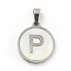 304 Stainless Steel with White Shell Pendants STAS-G268-01P-P-2