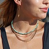 Bohemian 5mm Natural Turquoise Round Beaded Necklaces for Women MF9684-1-2