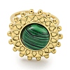 Ion Plating(IP) 304 Stainless Steel Synthetic Malachite Cuff Rings G-Z056-08G-03-2