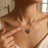 Printed 304 Stainless Steel Blue Evil Eye Heart Pendant Necklaces for Women WG502A7-03-1