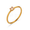 Flat Round 304 Stainless Steel Micro Pave Cubic Zirconia Finger Rings FS-WG2DA17-53-1