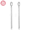 Anti-Tarnish Rhodium Plated 925 Sterling Silver Dangle Hoop Earrings GX2586-3-1