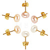 6Pcs 3 Colors Natural Cultured Freshwater Pearl Stud Earrings EJEW-TAC00026-3