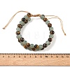 Adjustable Woven Imitation Green Quartz & Natural Tiger Eye Braided Bead Anklets for Women AJEW-D071-01E-2