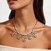 Boho Alloy Coral Shape Pendant Bib Necklaces with Resin Beads for Women WG3C14A-01-2
