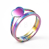 Ion Plating(IP) 201 Stainless Steel Heart Adjustable Ring for Women RJEW-K238-04M-3