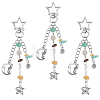 3Pcs Star & Moon Alloy & Gemstone Chips Pendant Decorations BJEW-DC0001-31-1